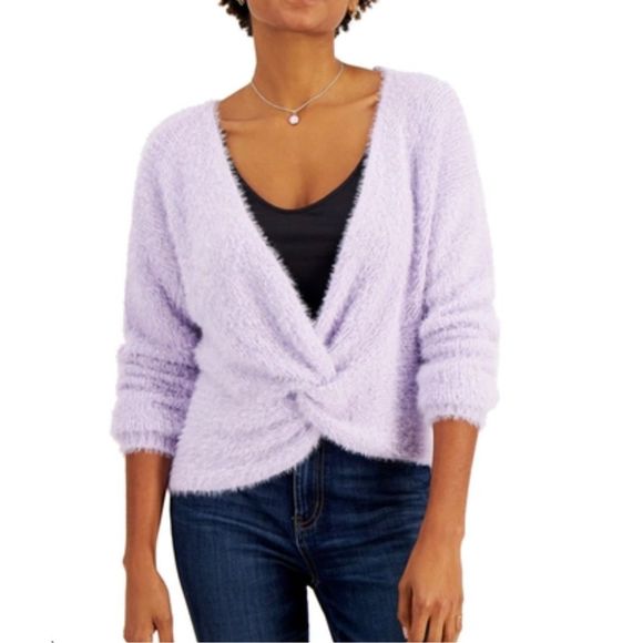 Just Polly Sweaters - Just Polly Fuzzy Open Back Sweater Size M